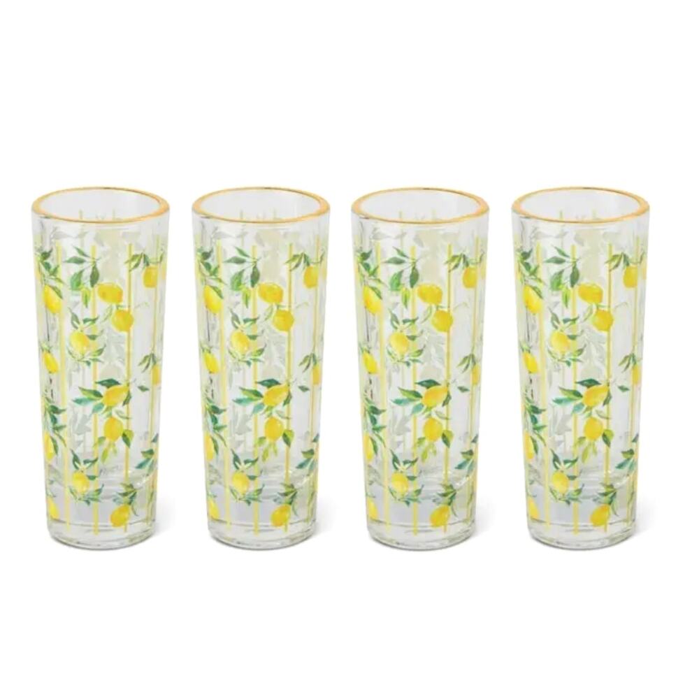 NEW Medici Lemon Shot Glasses 2.2oz Glass Shooters Set of 4 Chic Barware